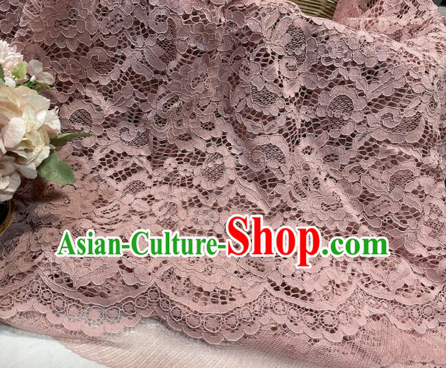 Top Costume Cloth Dress Lace Fabric Hollowed Out Peony Pattern Pink Lace Material
