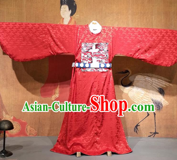 China Traditional Hanfu Wedding Robe Ming Dynasty Official Buzi Costume Ancient Young Man Clothing