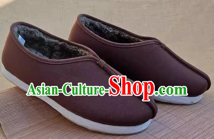 China Old Beijing Cloth Shoes Handmade Brown Winter Shoes