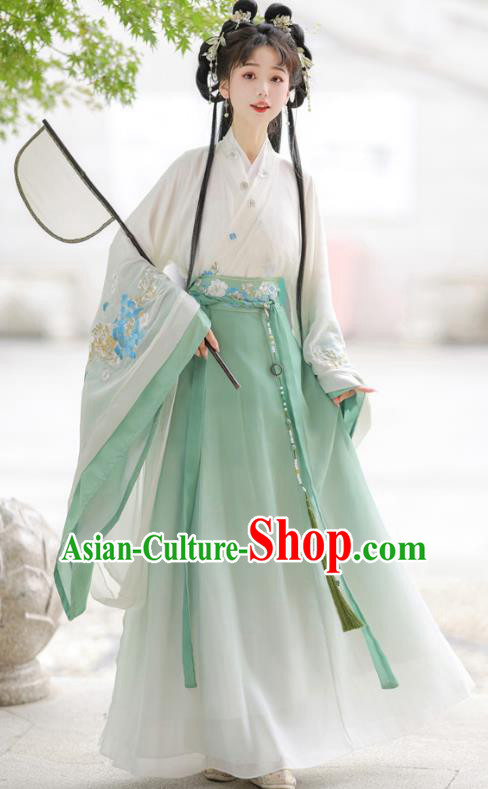 Chinese Ancient Southern and Northern Dynasties Woman Green Dress Princess Clothing