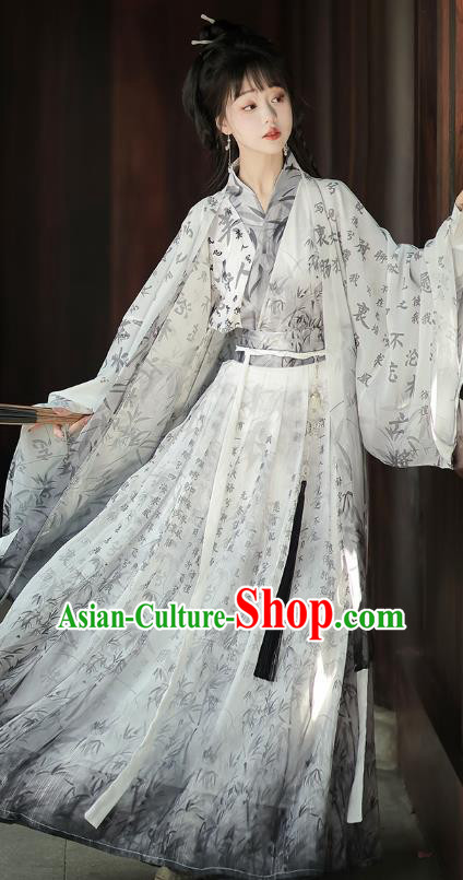 Chinese Ink Calligraphy Hanfu Dress Ancient Swordsman Clothing Wuxia Warrior Costumes