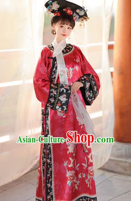 Chinese Ancient Empress Costume Qing Dynasty Princess Clothing Court Style Red Dress
