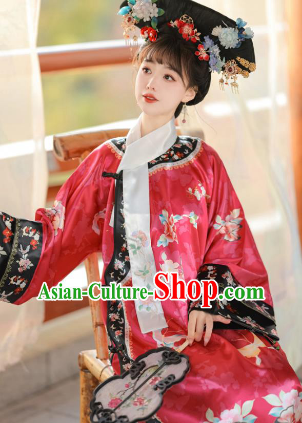 Chinese Ancient Empress Costume Qing Dynasty Princess Clothing Court Style Red Dress