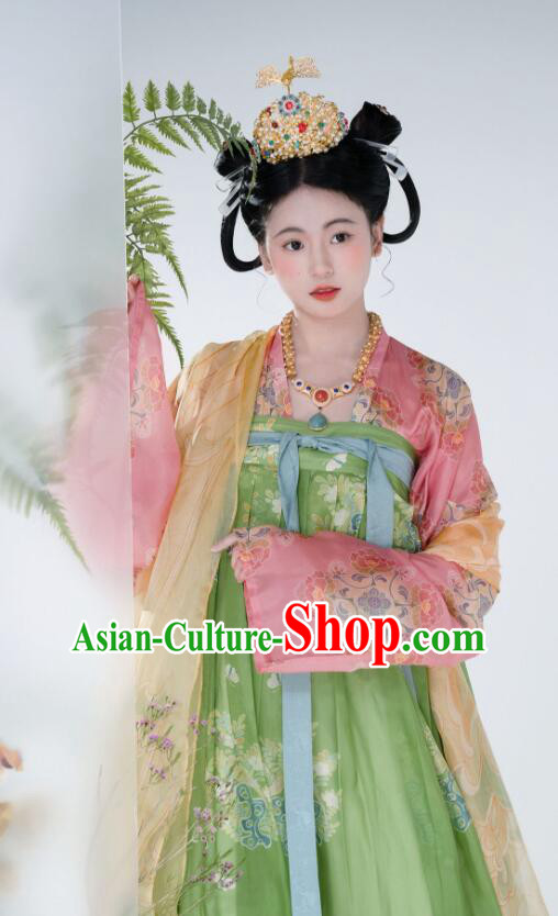 Chinese Tang Dynasty Princess Garments Clothing Ancient Palace Beauty Costumes Li Jingxun Hanfu Dress