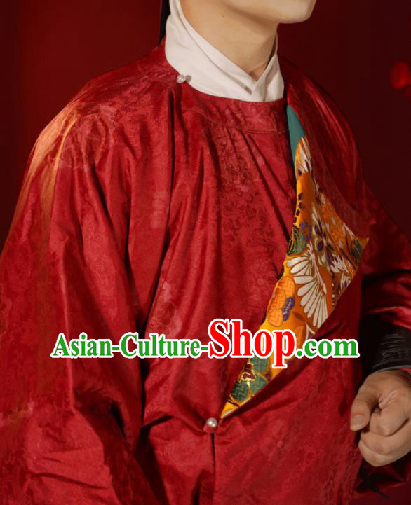 Chinese Tang Dynasty Groom Garments Ancient Young Prince Red Robe Clothing Traditional Wedding Costumes