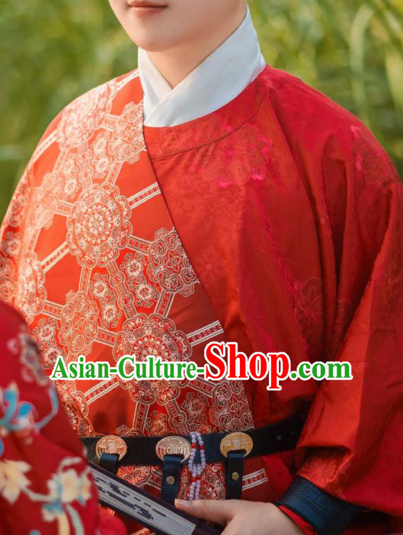 Chinese Tang Dynasty Groom Garments Ancient Young Prince Red Robe Clothing Traditional Wedding Costumes