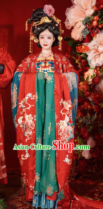 Chinese Traditional Wedding Costumes Tang Dynasty Empress Garments Ancient Bride Dress Clothing