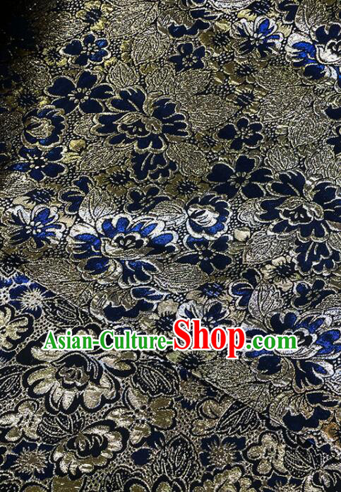 Chinese Traditional Peony Pattern Design Royal Blue Silk Fabric Qipao Fabric Asian Jacquard Cloth