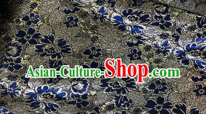 Chinese Traditional Peony Pattern Design Royal Blue Silk Fabric Qipao Fabric Asian Jacquard Cloth
