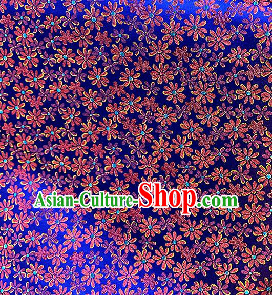 Asian Jacquard Cloth Chinese Traditional Daisy Pattern Design Royal Blue Silk Fabric Qipao Fabric