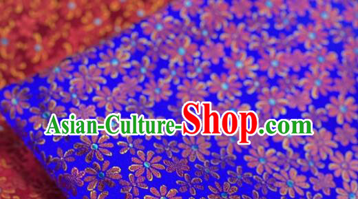 Asian Jacquard Cloth Chinese Traditional Daisy Pattern Design Royal Blue Silk Fabric Qipao Fabric
