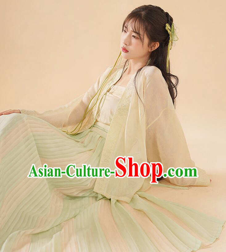 Chinese Ancient Country Lady Clothing Song Dynasty Swordswoman Costumes Traditional Green Hanfu Dresses