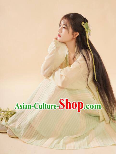 Chinese Ancient Country Lady Clothing Song Dynasty Swordswoman Costumes Traditional Green Hanfu Dresses
