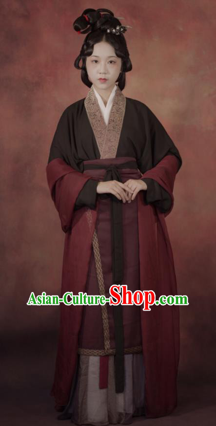 Chinese Traditional Hanfu Garment Costumes Song Dynasty Noble Woman Clothing Ancient Young Mistress Dresses