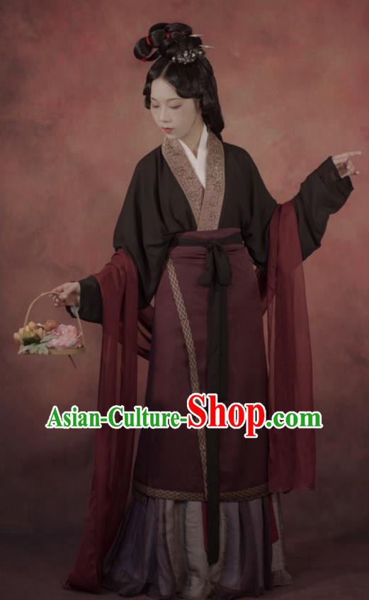 Chinese Traditional Hanfu Garment Costumes Song Dynasty Noble Woman Clothing Ancient Young Mistress Dresses