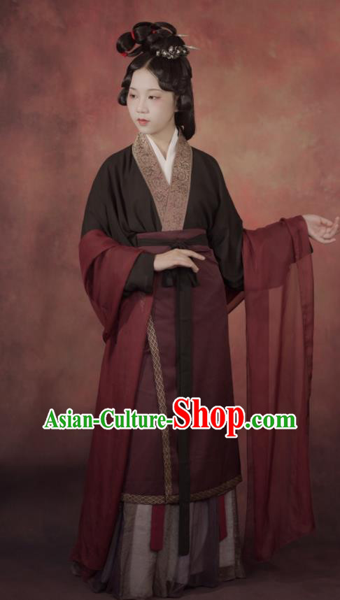 Chinese Traditional Hanfu Garment Costumes Song Dynasty Noble Woman Clothing Ancient Young Mistress Dresses
