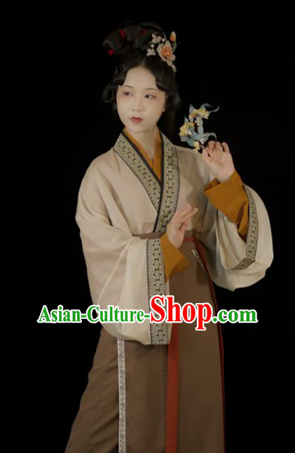 Chinese Traditional Hanfu Dress Costumes Song Dynasty Noble Lady Clothing Ancient Young Beauty Garments