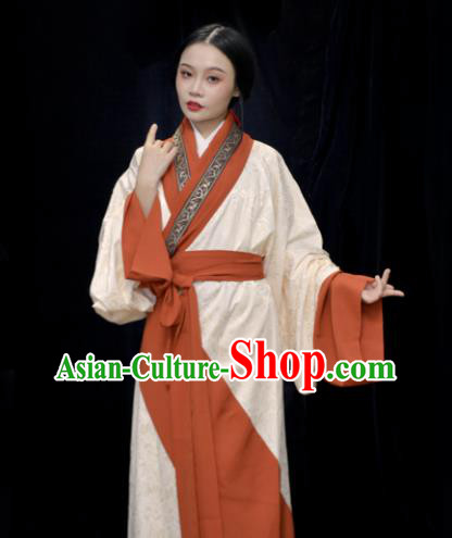 Chinese Ancient Young Beauty Garments Traditional Hanfu Dress Costumes Han Dynasty Palace Lady Clothing