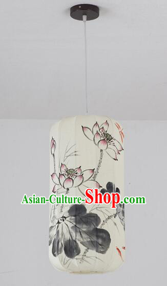 Chinese Classical Ceiling Lamp Palace Lantern Hand Painting Lotus Fish Lantern