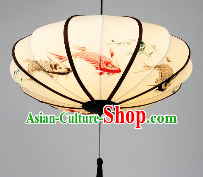 Traditional Chinese Palace Lantern Hand Painting Bamboo Fish Ceiling Lanterns Hanging Lanern