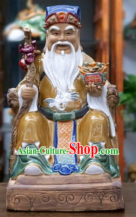 Chinese God of Earth Statue Handmade Shiwan Figurine Shi Wan Ceramics Statue