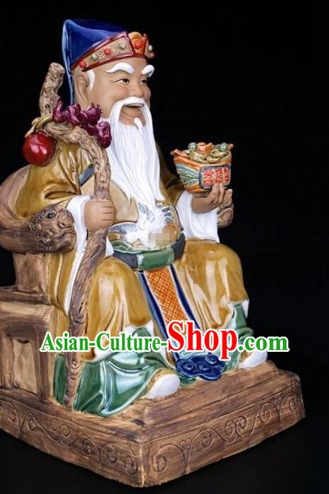 Chinese God of Earth Statue Handmade Shiwan Figurine Shi Wan Ceramics Statue