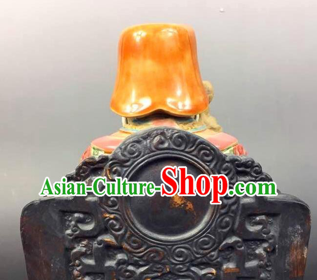Chinese Shi Wan Ceramics Statue God of Earth Statue Handmade Shiwan Figurine