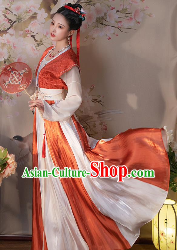 Chinese Tang Dynasty Court Woman Hanfu Dress Traditional Garment Costumes Ancient Young Beauty Clothing
