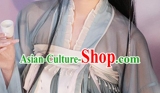 Chinese Tang Dynasty Princess Green Hanfu Dress Traditional Garment Costumes Ancient Flower Fairy Clothing