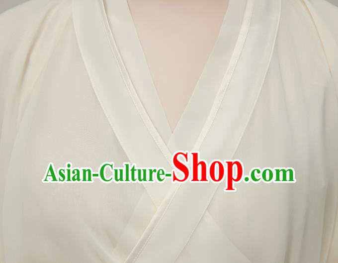 Chinese Traditional White Hanfu Dress Ancient Swordswoman Clothing Jin Dynasty Heroine Costumes