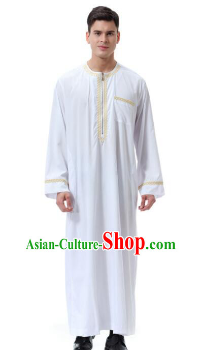 Traditional Oriental Dance Stage Show Clothing Indian Dance White Robe for Men