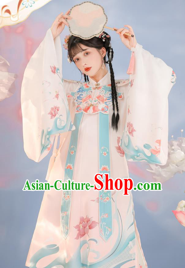 Chinese Traditional Hanfu Long Blouse and Skirt Ming Dynasty Young Lady Clothing Ancient Princess Dresses