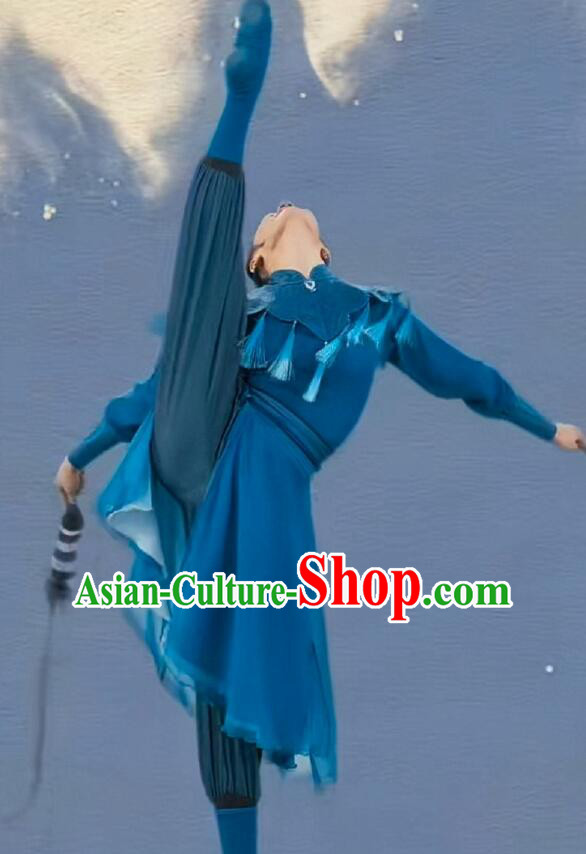 Chinese Swordswoman Dance Costume Classical Dance Clothing  Spring Festival Gala Blue Dress
