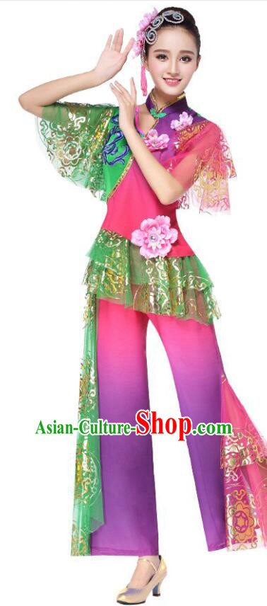 Chinese Folk Dance Garments Yangko Dance Clothing Women Fan Dance Outfit