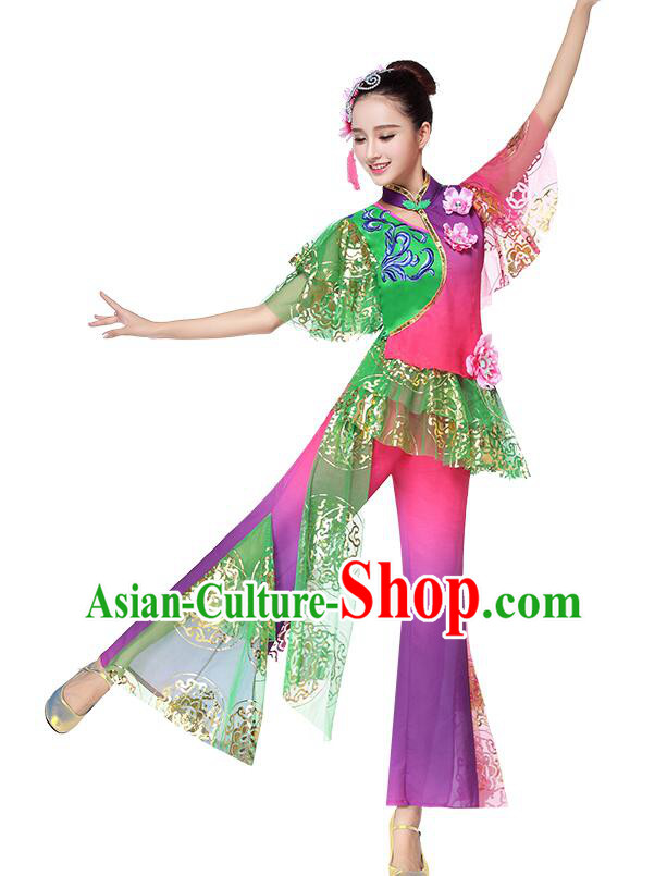 Chinese Folk Dance Garments Yangko Dance Clothing Women Fan Dance Outfit