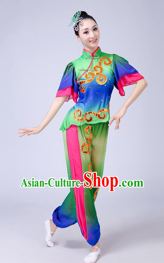 Chinese Folk Dance Outfit Fan Dance Costumes Yangko Dance Clothing Women Group Dance Fashion