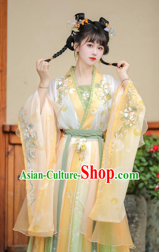 Chinese Southern and Northern Dynasties Young Lady Clothing Ancient Fairy Costume Traditional Dress