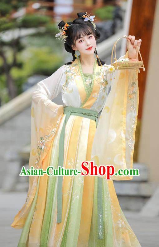 Chinese Southern and Northern Dynasties Young Lady Clothing Ancient Fairy Costume Traditional Dress