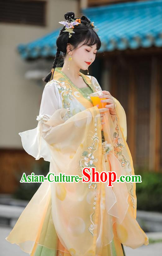Chinese Southern and Northern Dynasties Young Lady Clothing Ancient Fairy Costume Traditional Dress