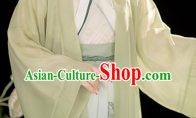 Chinese Traditional Green Dress Song Dynasty Young Lady Clothing Ancient Civilian Woman Costume