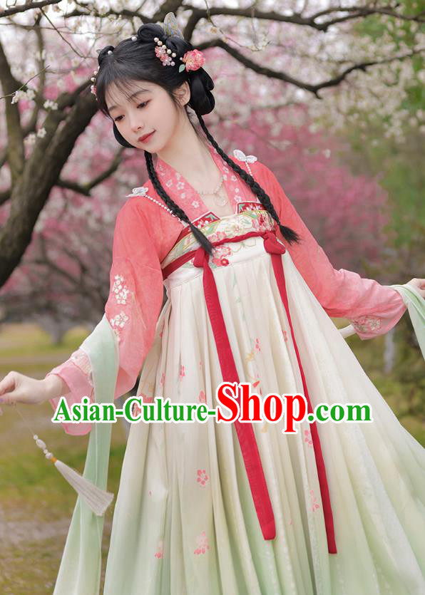 Chinese Ancient Young Woman Costume Traditional Ruqun Dress Tang Dynasty Princess Clothing