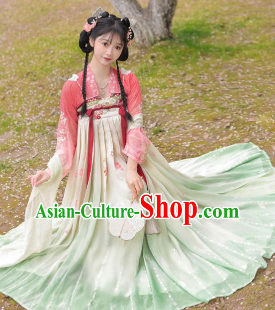 Chinese Ancient Young Woman Costume Traditional Ruqun Dress Tang Dynasty Princess Clothing
