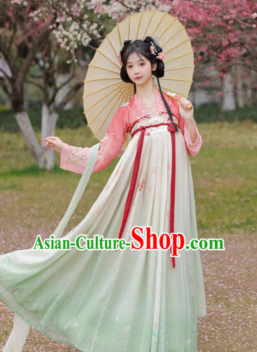 Chinese Ancient Young Woman Costume Traditional Ruqun Dress Tang Dynasty Princess Clothing
