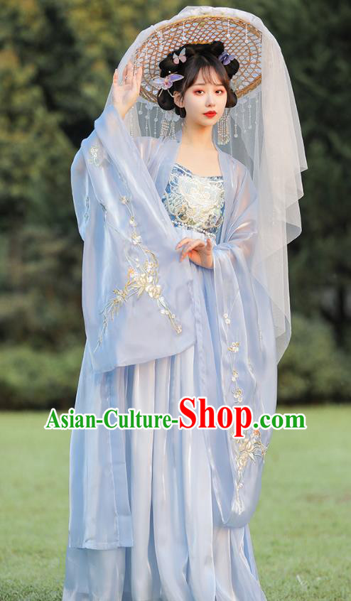 Chinese Traditional Hezi Dress Ancient Hanfu Fairy Clothing Tang Dynasty Young Woman Costumes