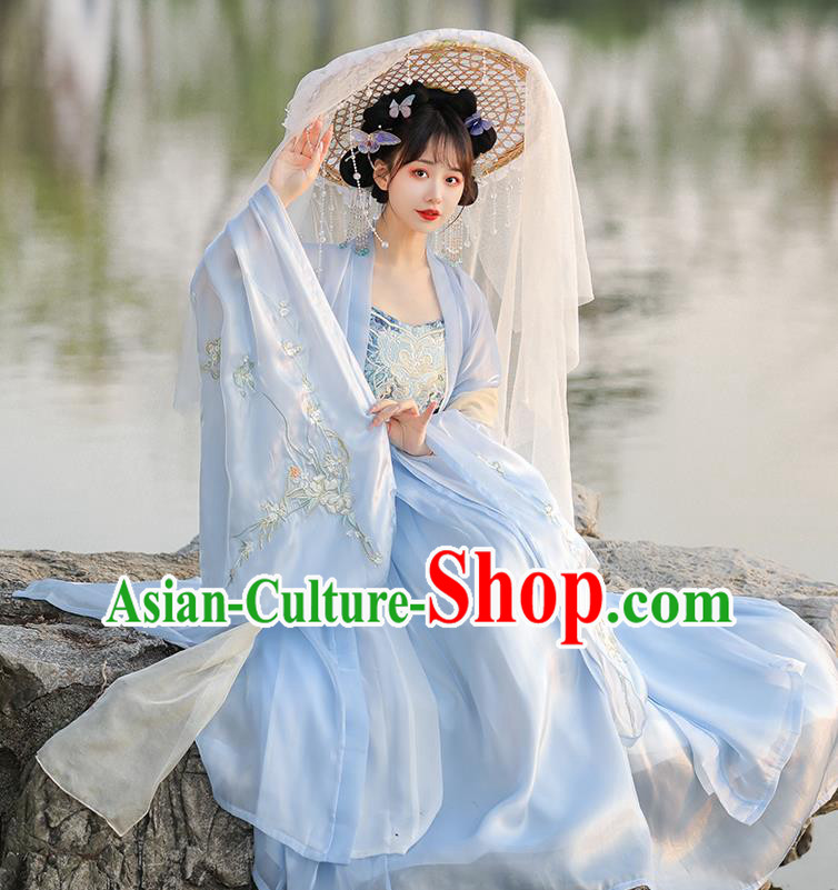 Chinese Traditional Hezi Dress Ancient Hanfu Fairy Clothing Tang Dynasty Young Woman Costumes