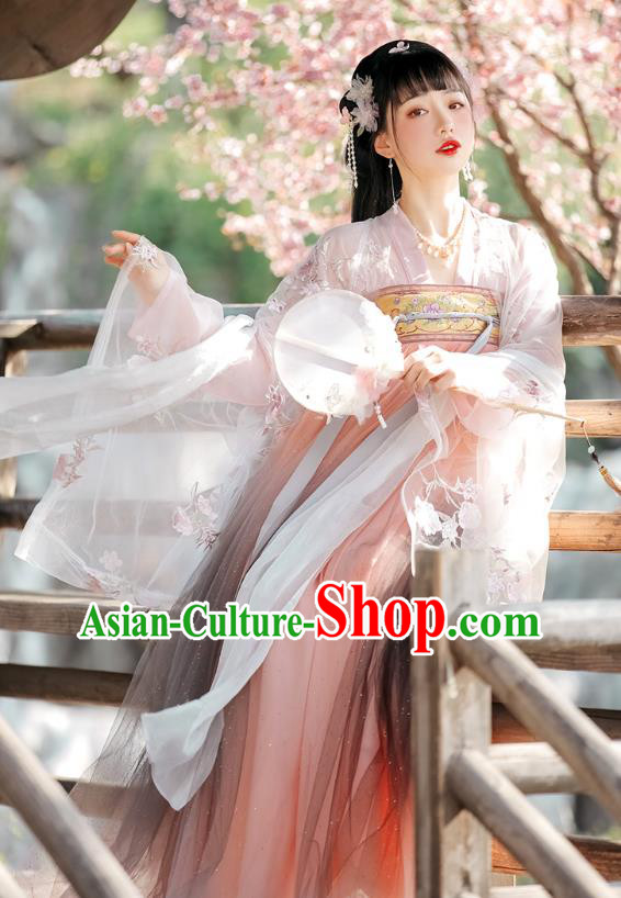 Chinese Traditional Hanfu Ruqun Pink Dresses Ancient Noble Woman Clothing Tang Dynasty Court Princess Costumes