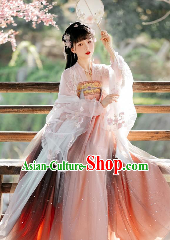 Chinese Traditional Hanfu Ruqun Pink Dresses Ancient Noble Woman Clothing Tang Dynasty Court Princess Costumes