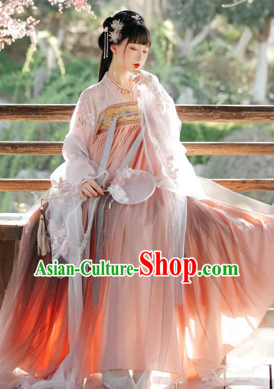 Chinese Traditional Hanfu Ruqun Pink Dresses Ancient Noble Woman Clothing Tang Dynasty Court Princess Costumes