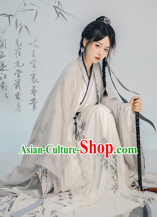 Chinese Song Dynasty Young Childe Costumes Traditional Hanfu Ruqun Ancient Swordsman Clothing