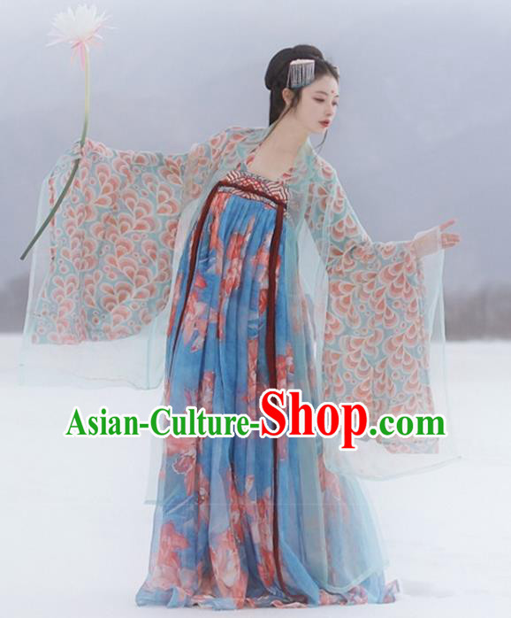 Chinese Hanfu Dresses Ru Qun and Cape Ancient Empress Costumes Tang Dynasty Imperial Consort Clothing